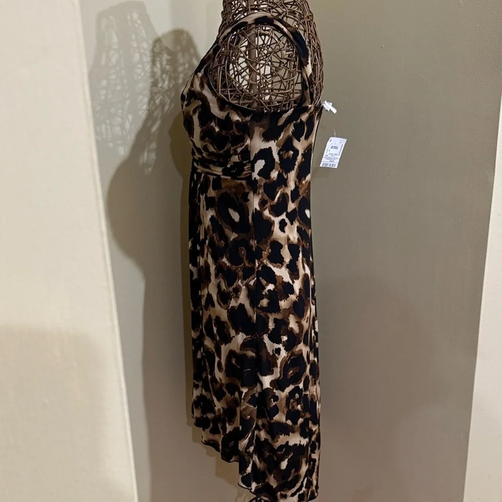 Elegant Leopard Print | Low High Midi Women’s Dress Size L | NWOT